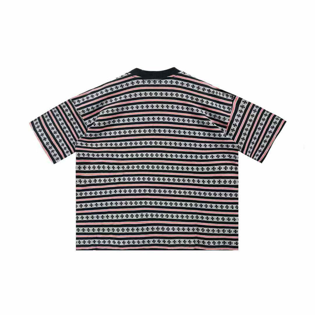 Chrome Hearts Black & Red Stripe Men's Short Sleeve Tee - SHENGLI ROAD MARKET