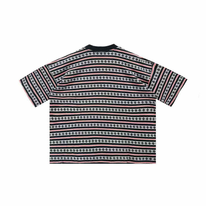 Chrome Hearts Black & Red Stripe Men's Short Sleeve Tee - SHENGLI ROAD MARKET