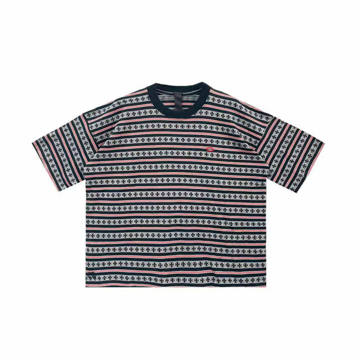 Chrome Hearts Black & Red Stripe Men's Short Sleeve Tee - SHENGLI ROAD MARKET