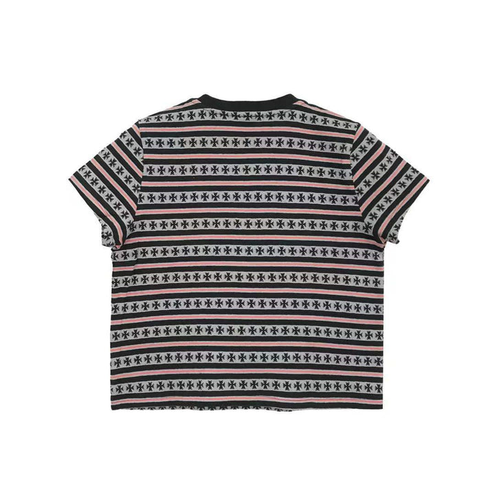 Chrome Hearts Black & Red Stripe Women's Short Sleeve Tee - SHENGLI ROAD MARKET