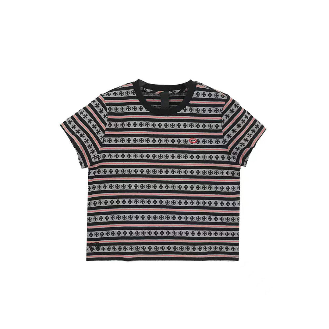 Chrome Hearts Black & Red Stripe Women's Short Sleeve Tee - SHENGLI ROAD MARKET