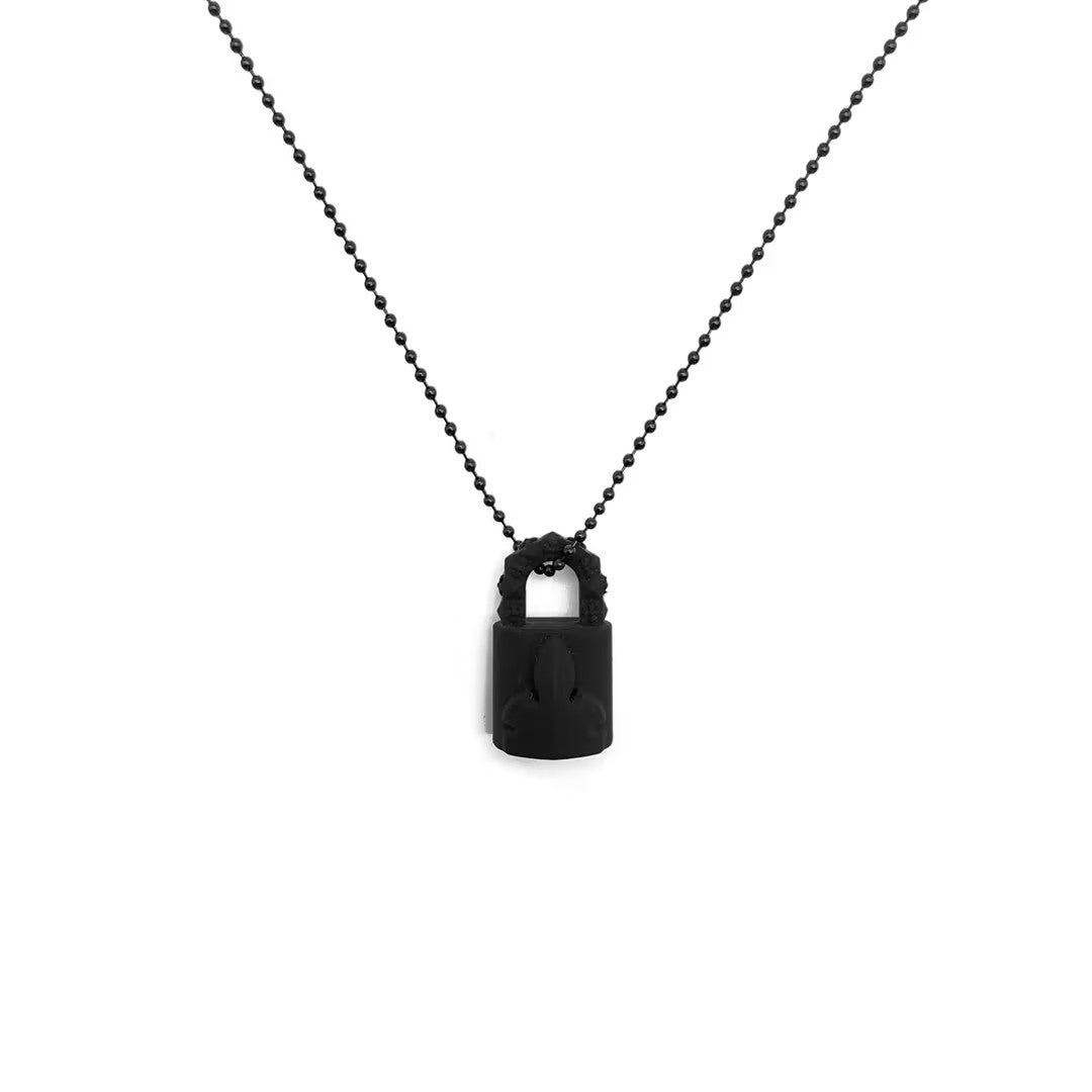 Chrome Hearts Black Resin Lock Pendant Ball Chain Necklace - SHENGLI ROAD MARKET