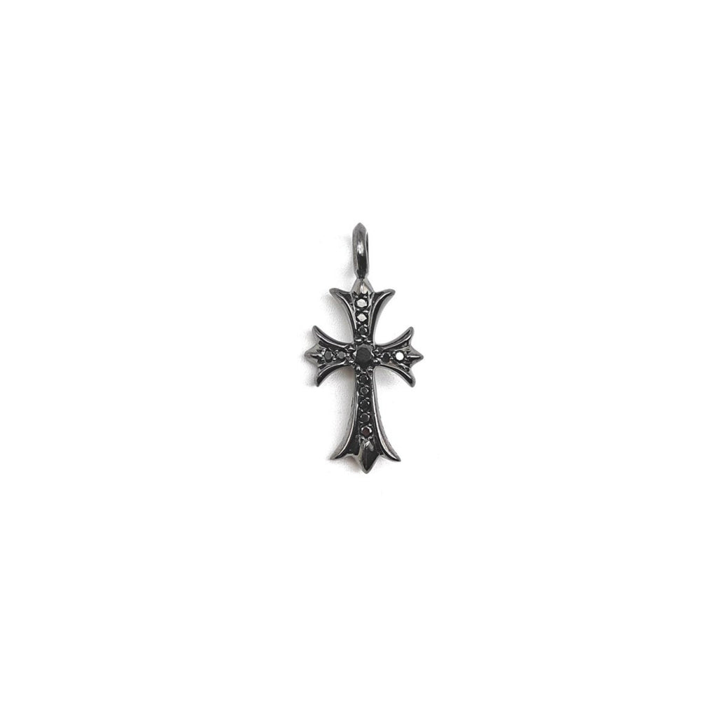 Chrome Hearts Black Diamond 925 Silver Cross Pendant - SRM