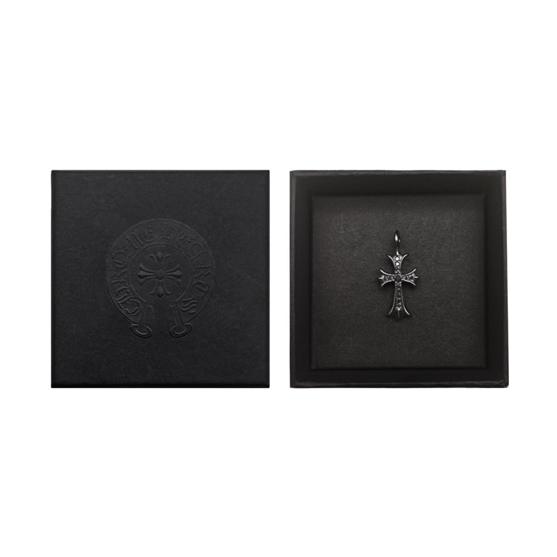 Chrome Hearts Black Diamond 925 Silver Cross Pendant - SRM