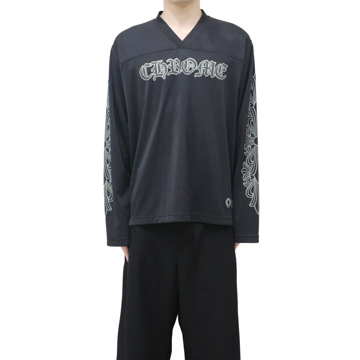 Chrome Hearts Black Script Logo Long Sleeve Tee - SRM