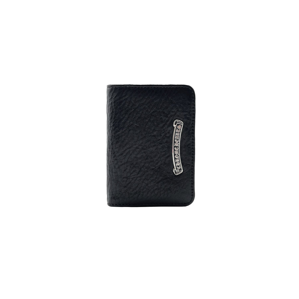 Chrome Hearts Black Silver Scroll Label Folded Cardholder - SRM