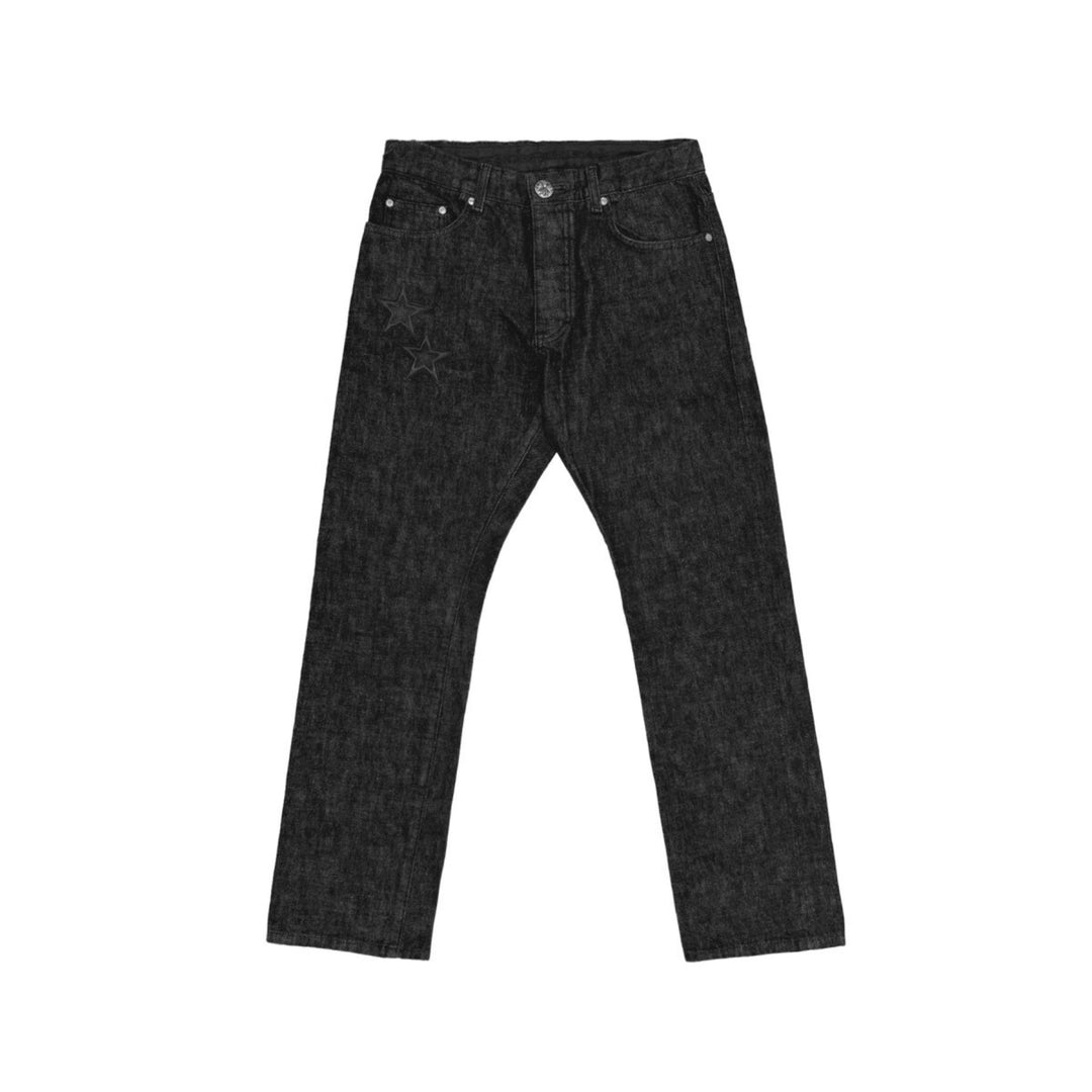 Chrome Hearts Black Star Leather Patch Dark Grey Jeans - SHENGLI ROAD MARKET