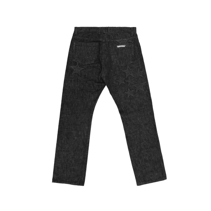 Chrome Hearts Black Star Leather Patch Dark Grey Jeans - SHENGLI ROAD MARKET