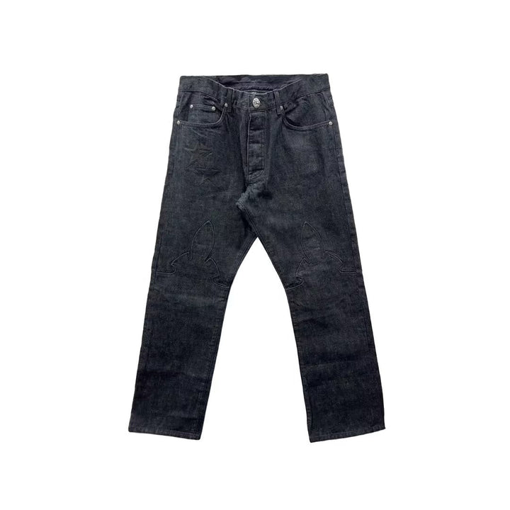 Chrome Hearts Black Star Patch Flame Knee Cargo Pants - SHENGLI ROAD MARKET