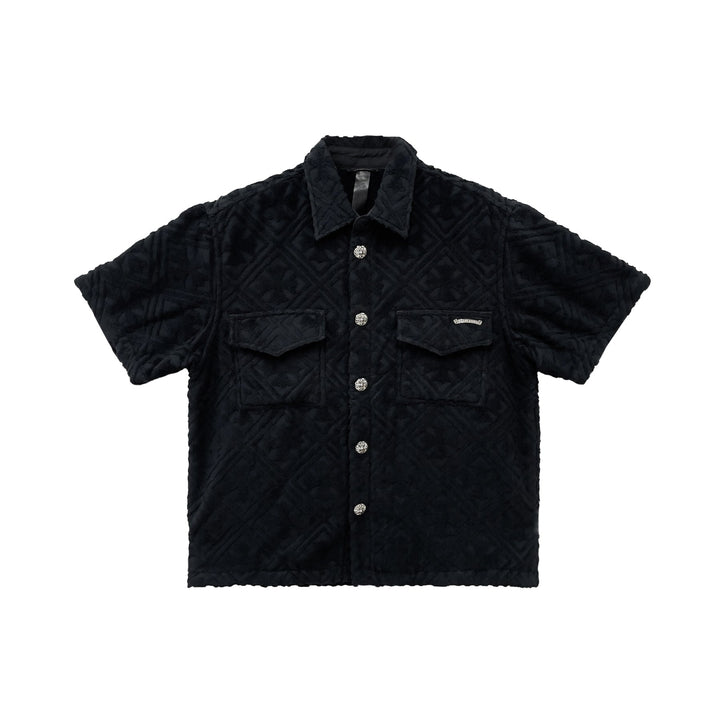 Chrome Hearts Black Terry Cloth Plus Monogram Short Sleeve Shirt - SHENGLI ROAD MARKET