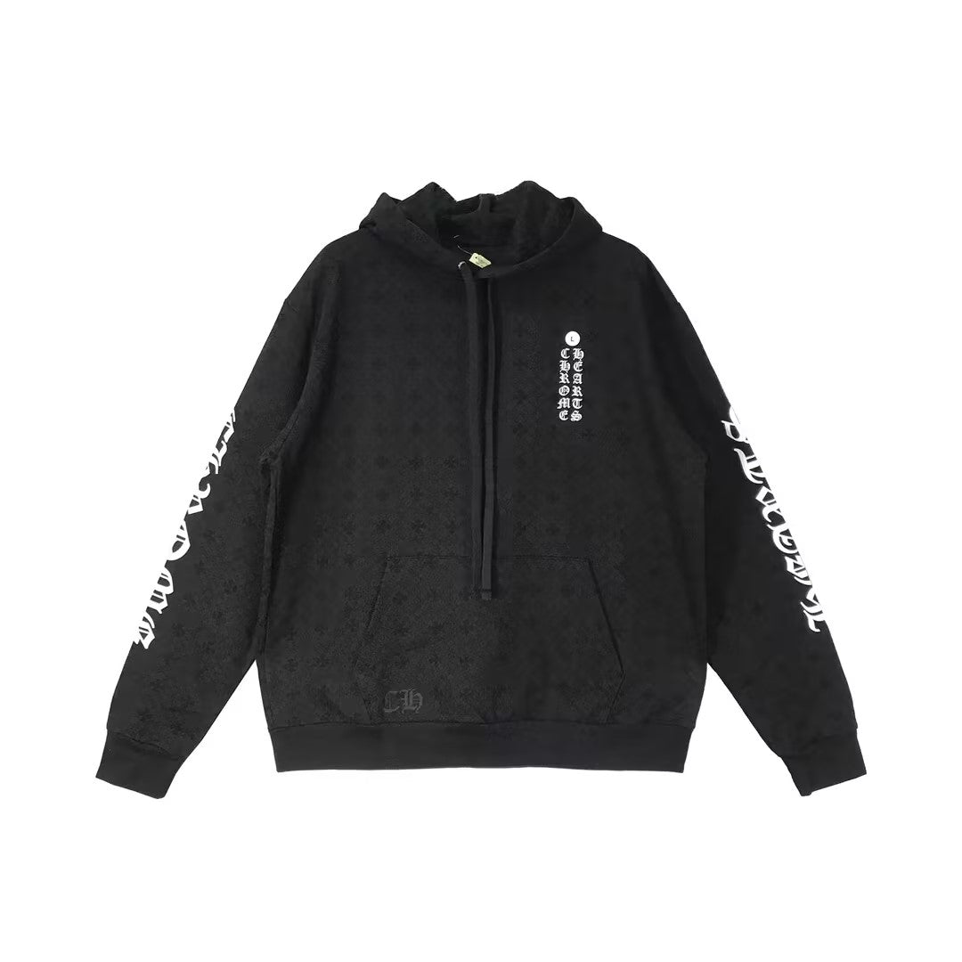 Chrome Hearts Black Tonal Monogram Back Horseshoe Logo Hoodie - SHENGLI ROAD MARKET