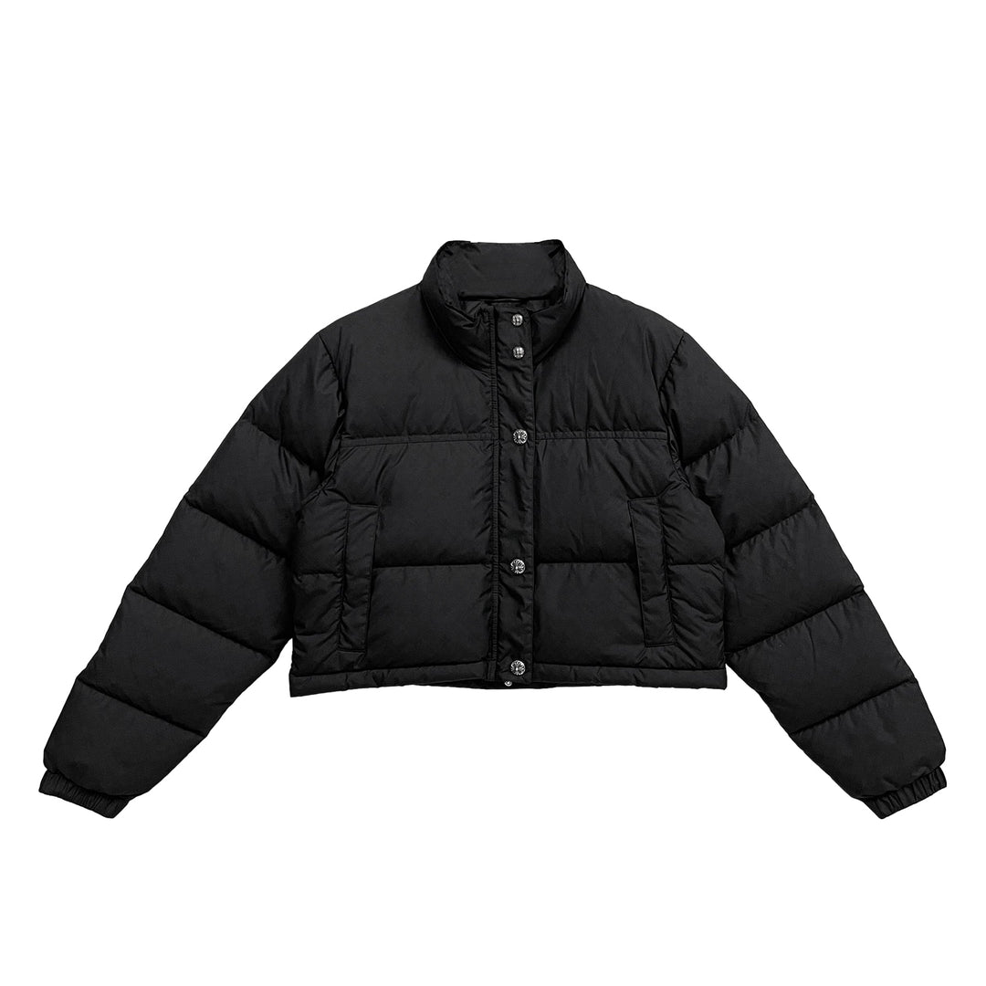 Chrome Hearts Black Tonal Monogram Cross Pattern Cropped Puffer Down Jacket - SHENGLI ROAD MARKET