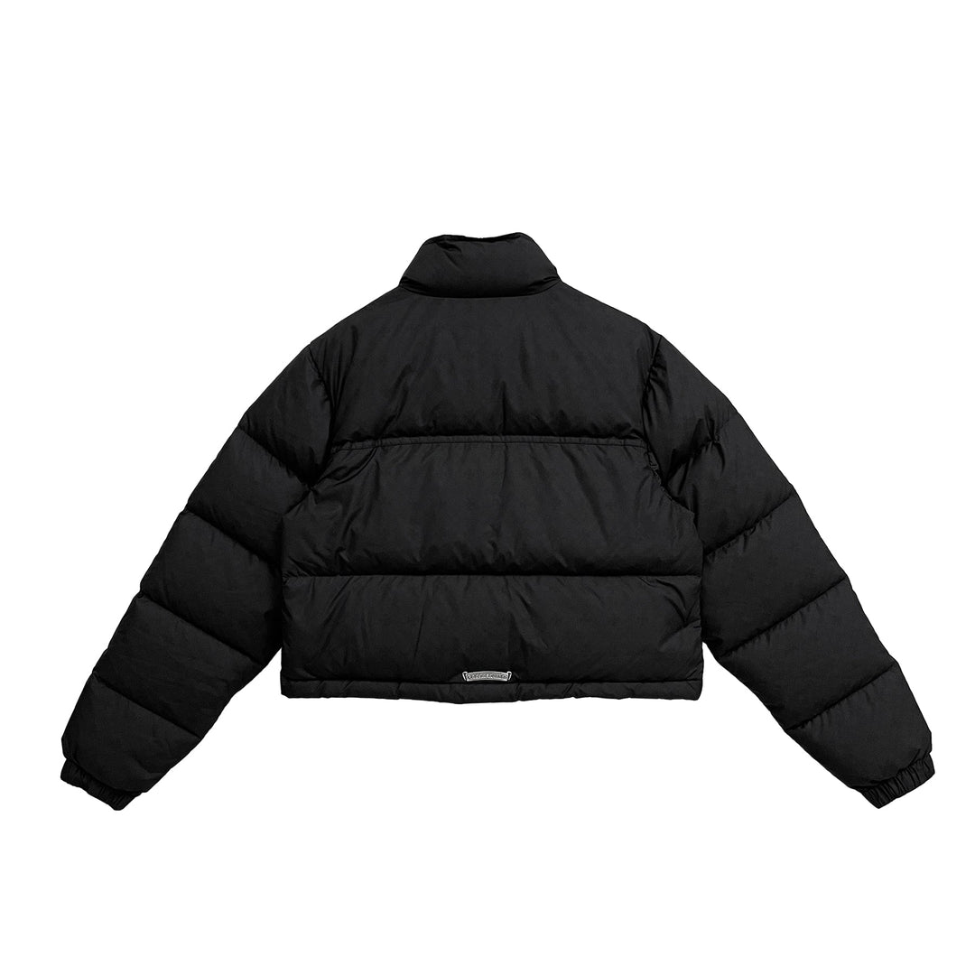 Chrome Hearts Black Tonal Monogram Cross Pattern Cropped Puffer Down Jacket - SHENGLI ROAD MARKET