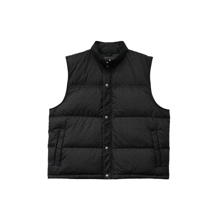 CHROME HEARTS (クロムハーツ) ブラックトーナルモノグラムクロスパターンパファーベスト