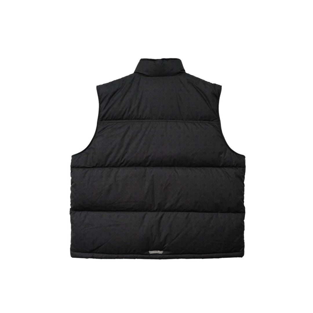 CHROME HEARTS (クロムハーツ) ブラックトーナルモノグラムクロスパターンパファーベスト