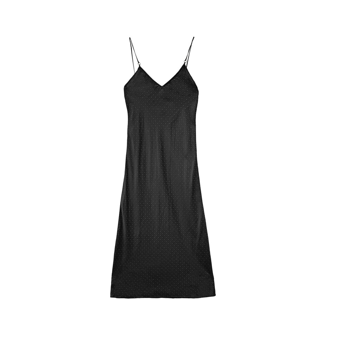 Chrome Hearts Black Tonal Monogram Cross Pattern Silk Dress Chrome Hearts Black Tonal Monogram Cross Pattern Silk Dress