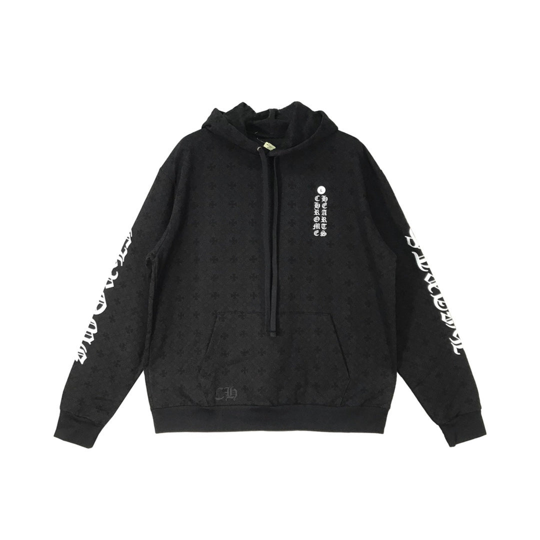 Chrome Hearts Black Tonal Monogram Horseshoe Logo Hoodie - SHENGLI ROAD MARKET