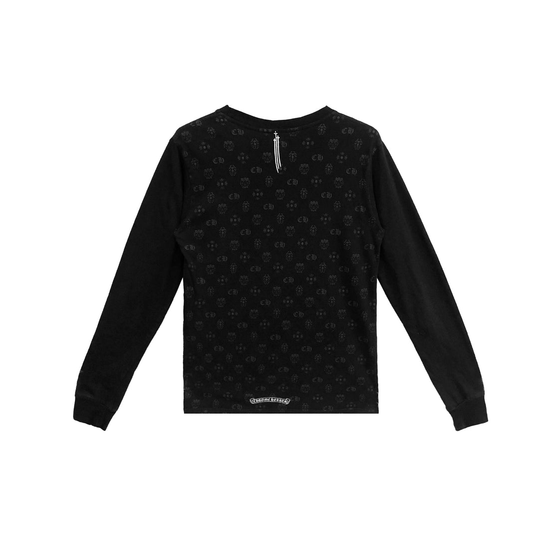 Chrome Hearts Black Tonal Monogram Long Sleeve Tee - SHENGLI ROAD MARKET