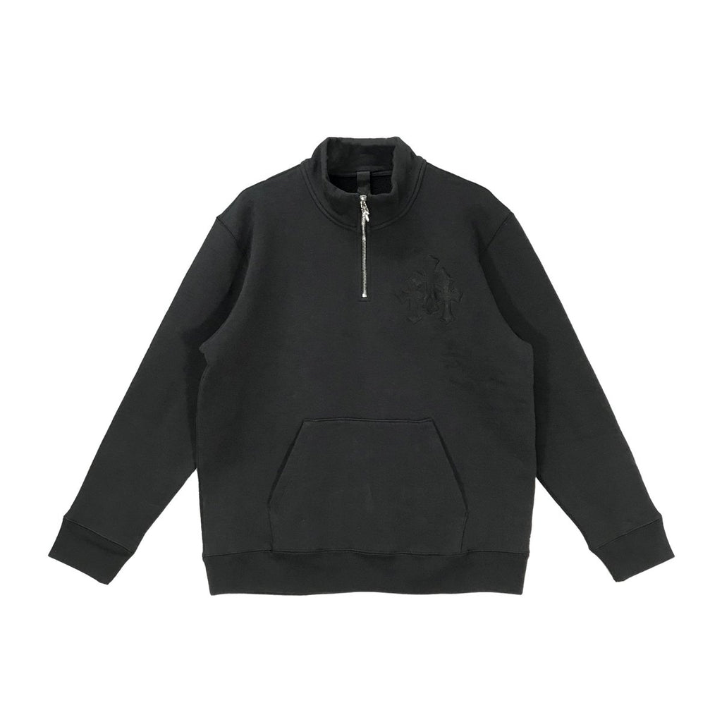 Chrome Hearts Black Triple Cross Half Zip Sweatshirt - SRM