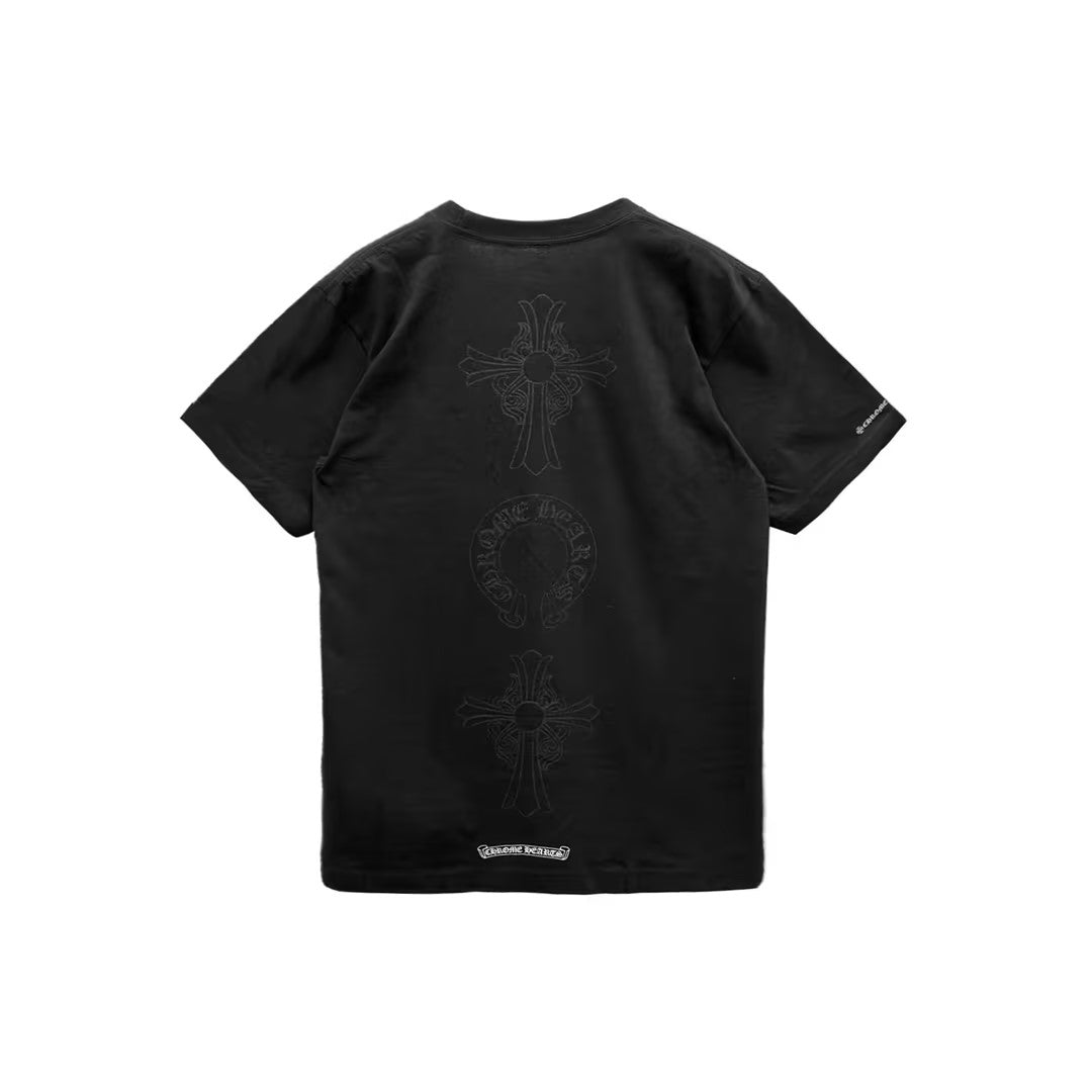 Chrome Hearts Black Triple Cross Logo Short Sleeve T-shirt - SHENGLI ROAD MARKET