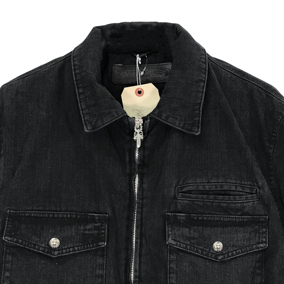 Chrome Hearts Black Wash Denim Dagger Zip Jacket - SHENGLI ROAD MARKET