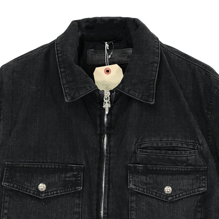 Chrome Hearts Black Wash Denim Dagger Zip Jacket - SHENGLI ROAD MARKET