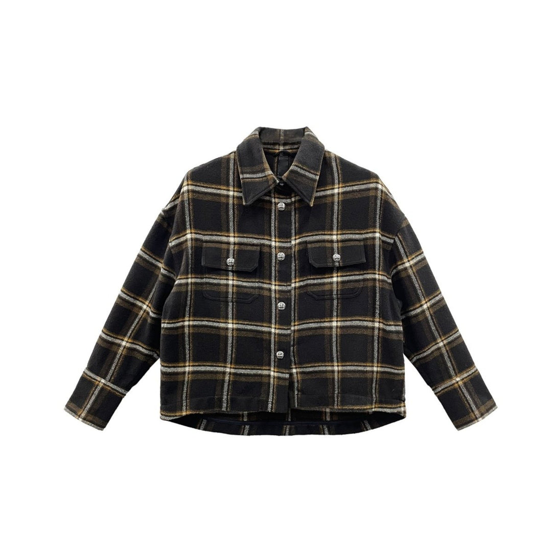 Chrome Hearts Black & Yellow Plaid Cropped Cargo Flannel Shirt - SHENGLI ROAD MARKET