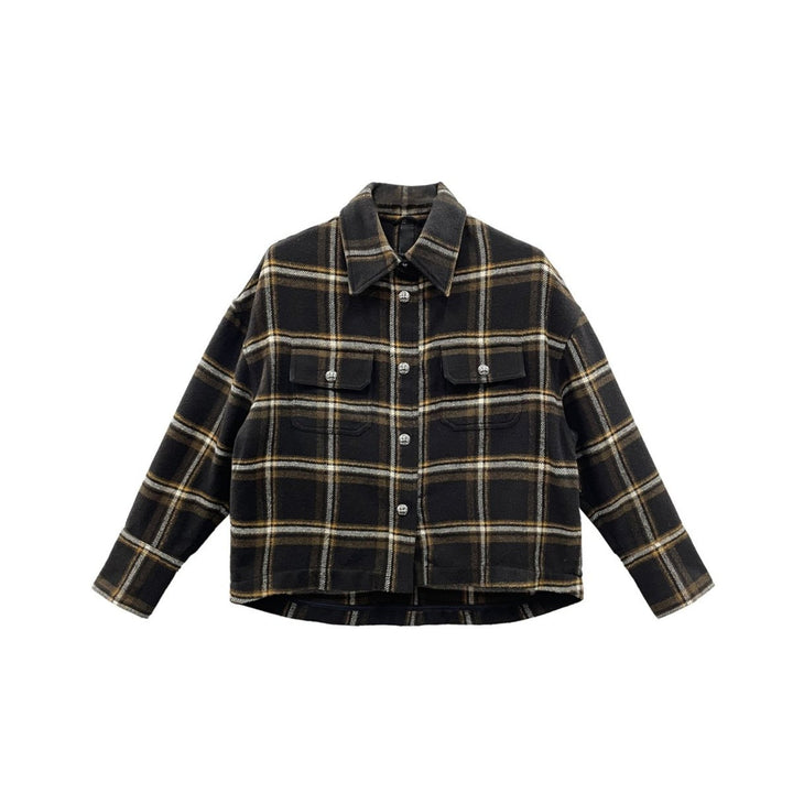 Chrome Hearts Black & Yellow Plaid Cropped Cargo Flannel Shirt - SHENGLI ROAD MARKET