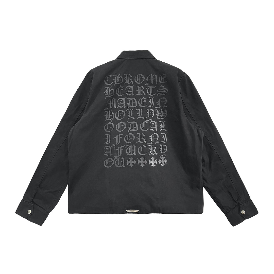 Chrome Hearts Black Zip Up Script Logo Work Jacket - SHENGLI ROAD MARKET