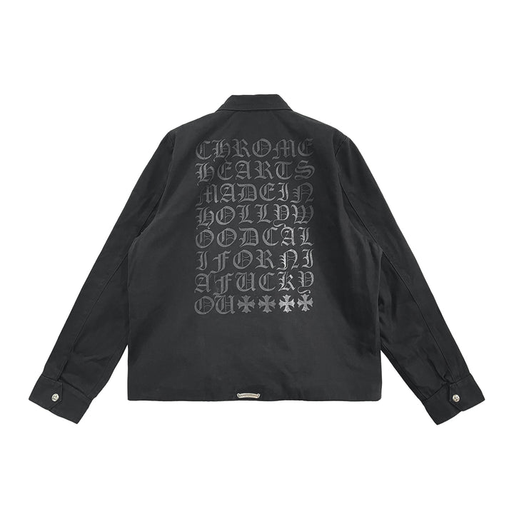 Chrome Hearts Black Zip Up Script Logo Work Jacket - SHENGLI ROAD MARKET