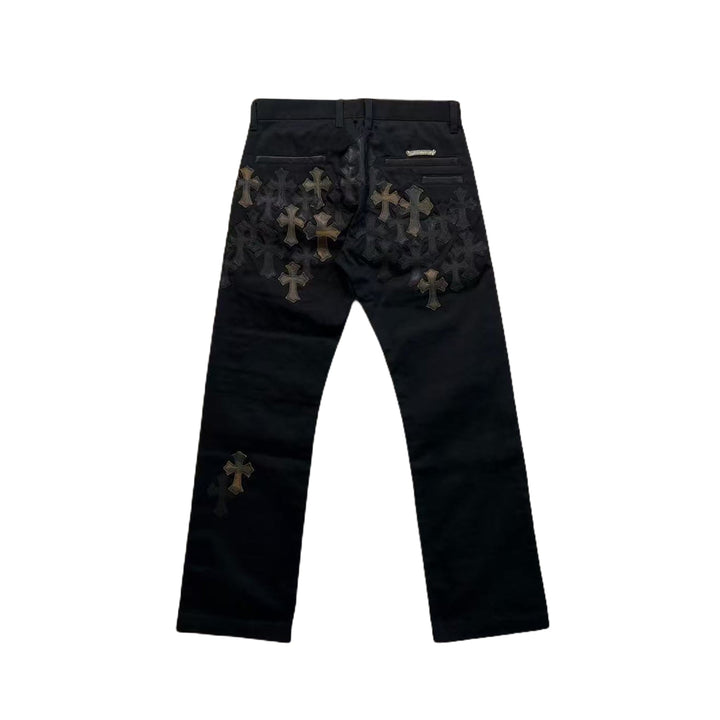 Chrome Hearts Black&Camouflage Cross Leather Patch Chino Pants - SHENGLI ROAD MARKET