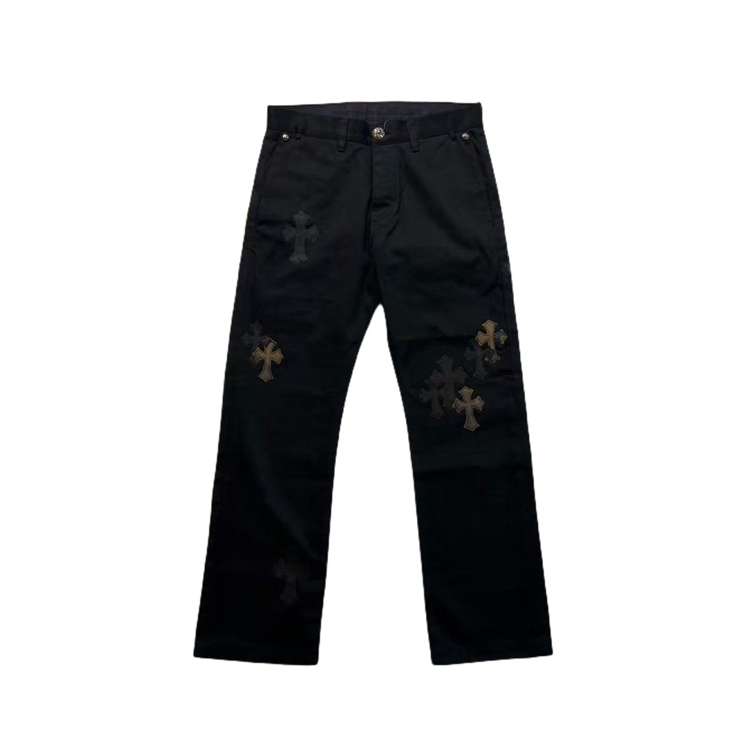 Chrome Hearts Black&Camouflage Cross Leather Patch Chino Pants - SHENGLI ROAD MARKET