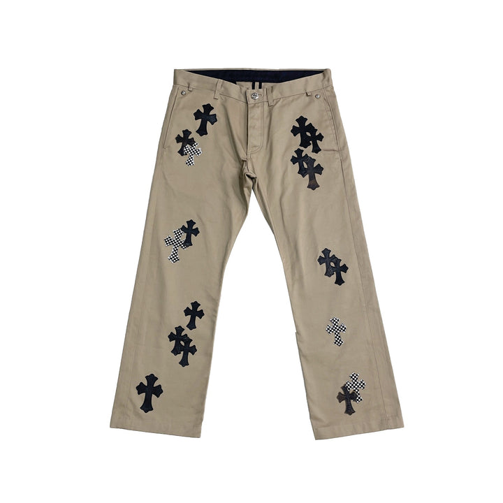 Chrome Hearts Black&Checkerboard Cross Patch Chino Pants - SHENGLI ROAD MARKET