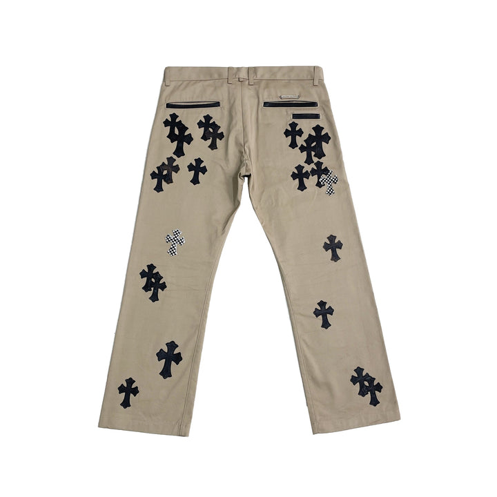 Chrome Hearts Black&Checkerboard Cross Patch Chino Pants - SHENGLI ROAD MARKET