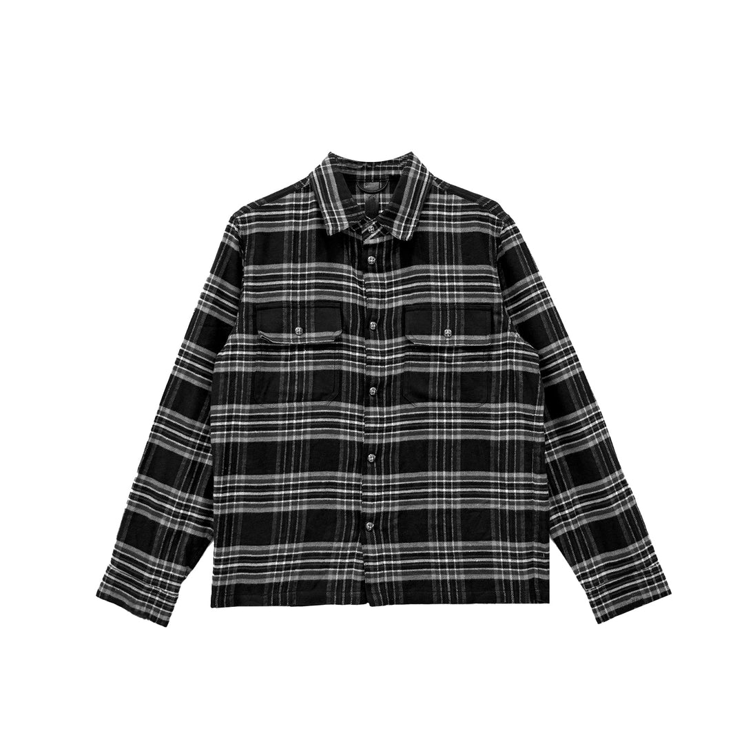 Chrome Hearts Black&Gray Work Dog Flannel Plaid Shirt - SHENGLI ROAD MARKET