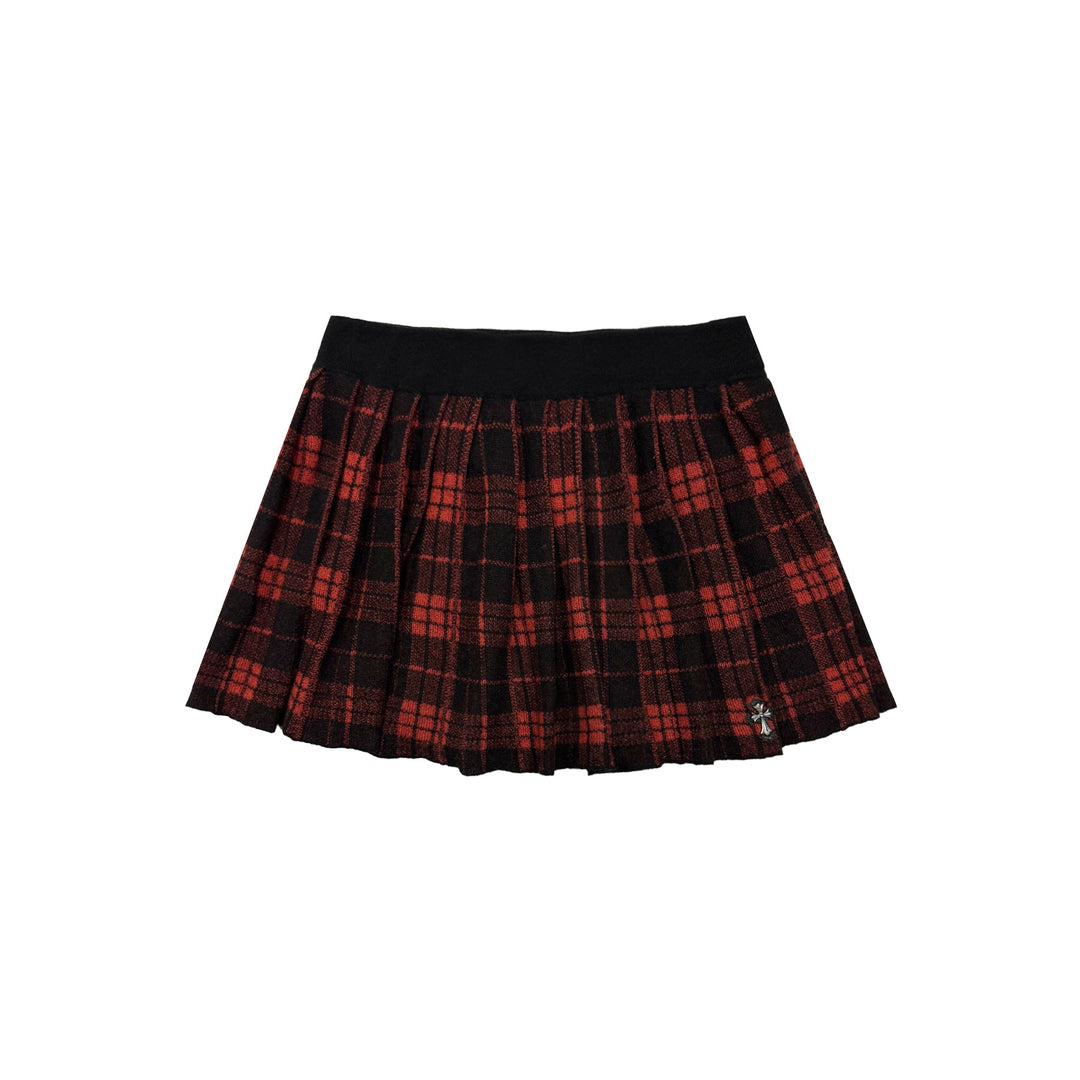 Chrome Hearts Black&Red Silver Cross Patch Cashmere Skirt - SHENGLI ROAD MARKET