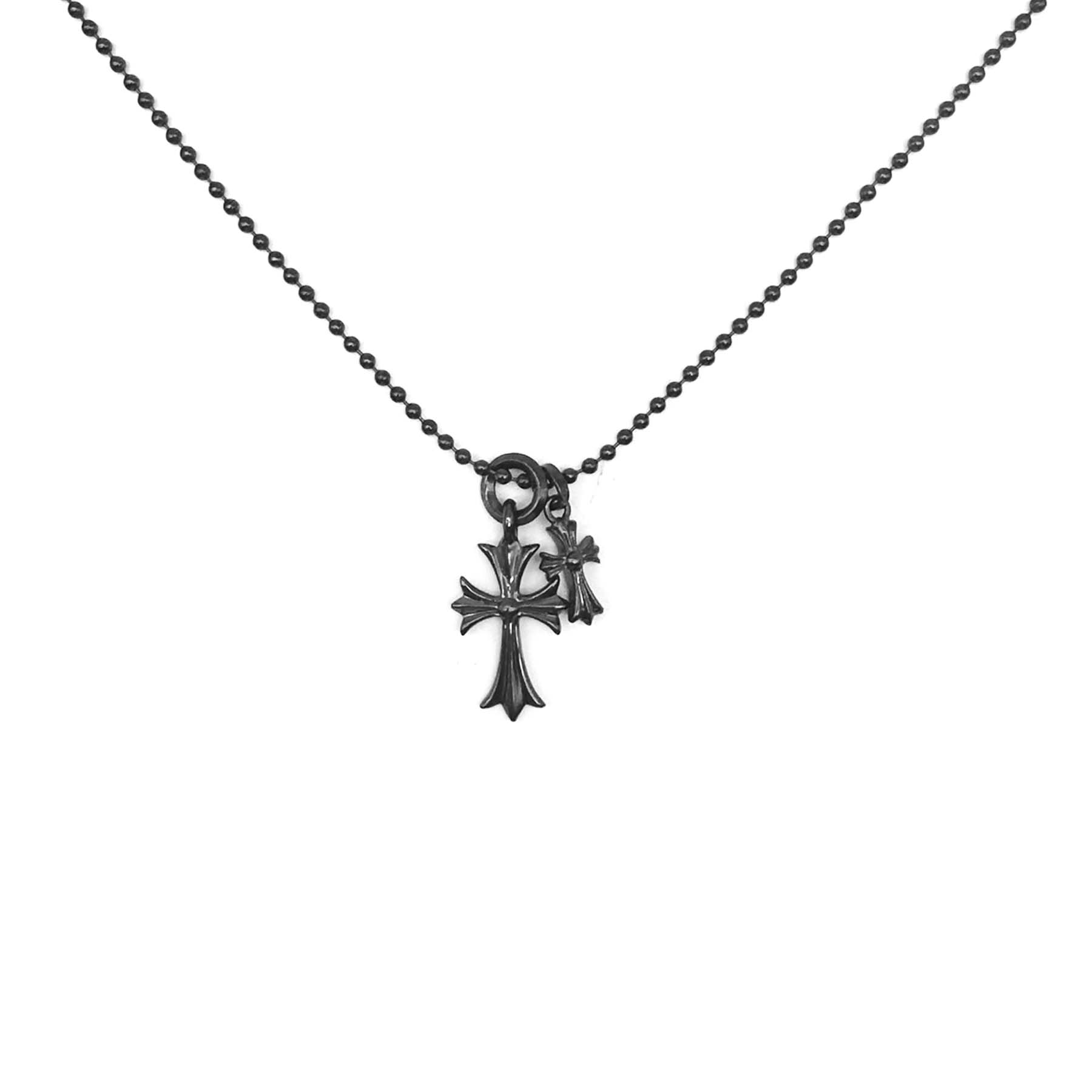 Chrome Hearts 925 ブラック シルバー クロス ペンダント ネックレス