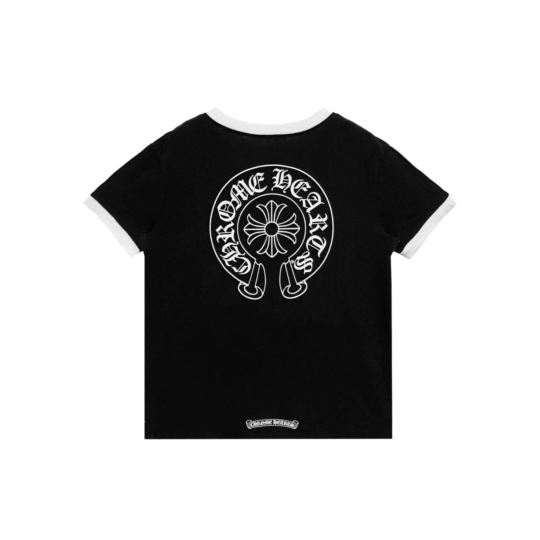 Chrome Hearts Black＆White Horseshoe Logo Short Sleeve Tee - SHENGLI ROAD MARKET