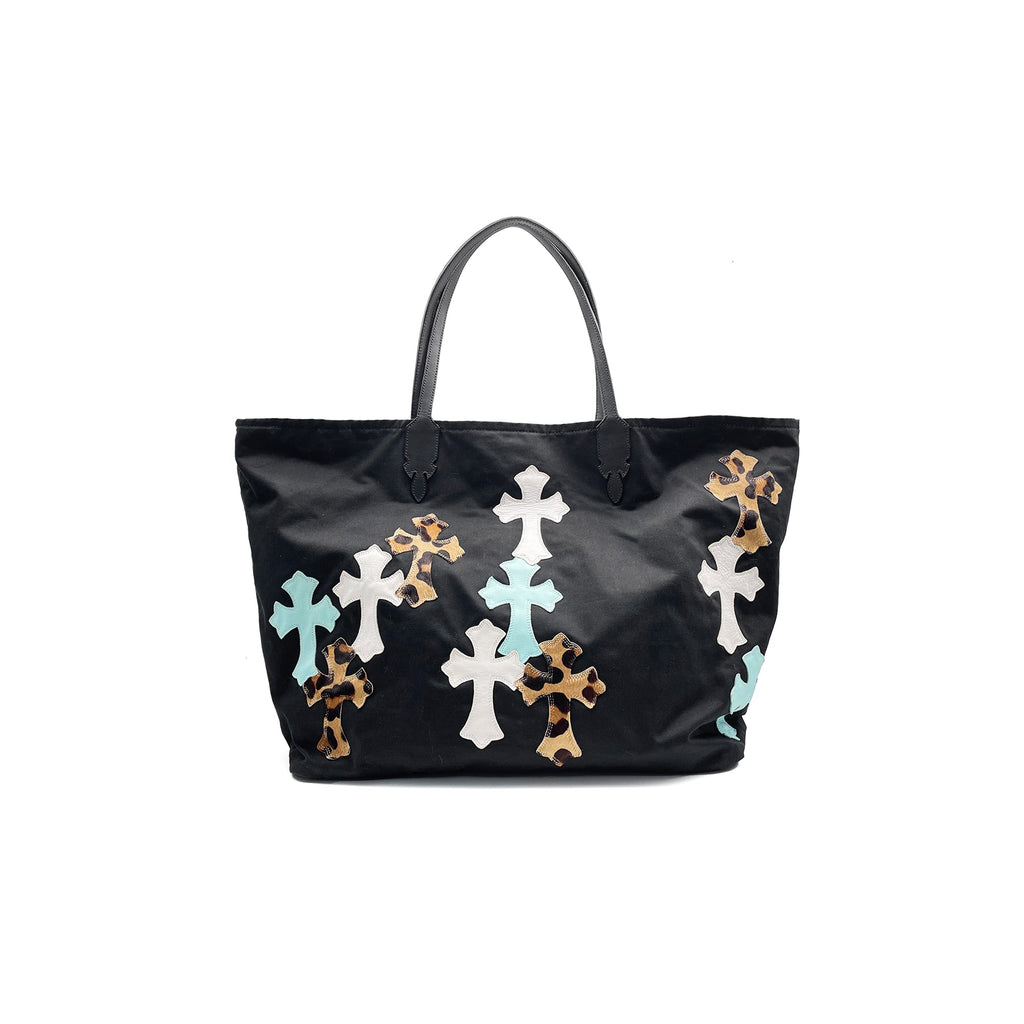 CHROME HEARTSトートバッグ Chrome Hearts Blue And White Leopard Cross Tote Bag - SRM