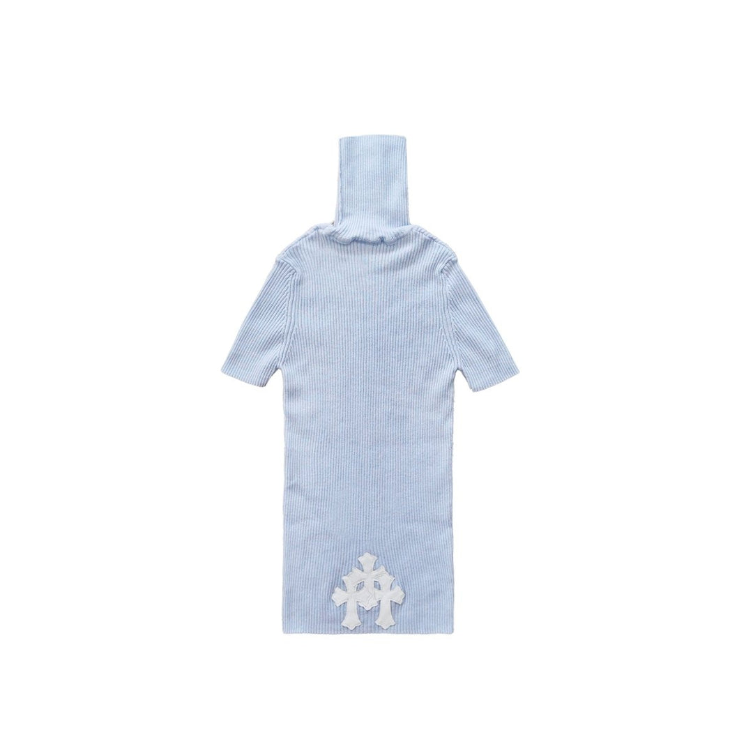 Chrome Hearts Blue Cashmere Triple Cross Patch Knit Short Sleeve Tee - SHENGLI ROAD MARKET