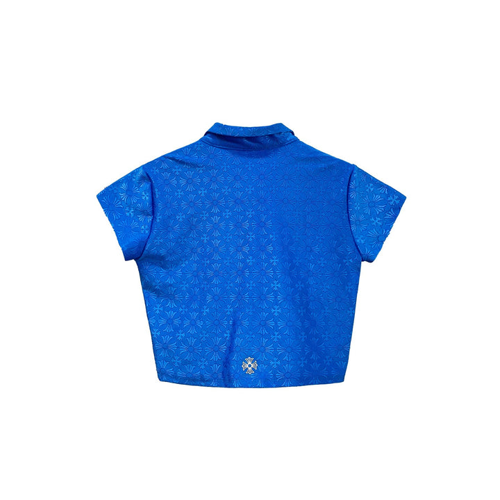 Chrome Hearts Blue Cross Pattern Polo Tee - SHENGLI ROAD MARKET