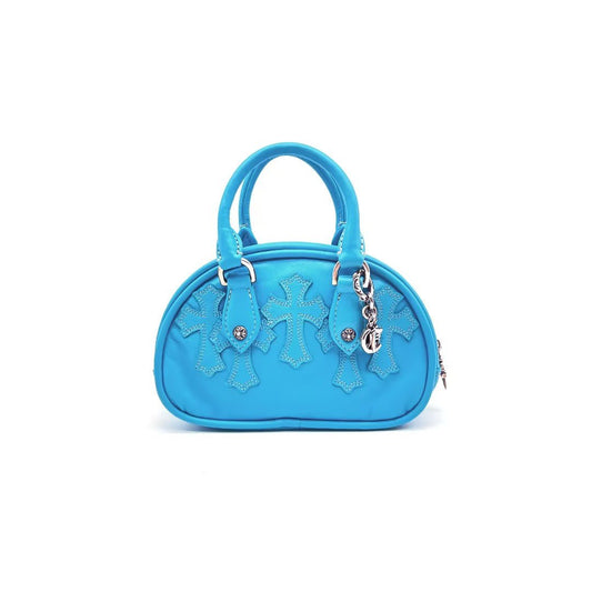 Chrome Hearts Blue Leather Cross Patch Mini Gym Bag - SHENGLI ROAD MARKET