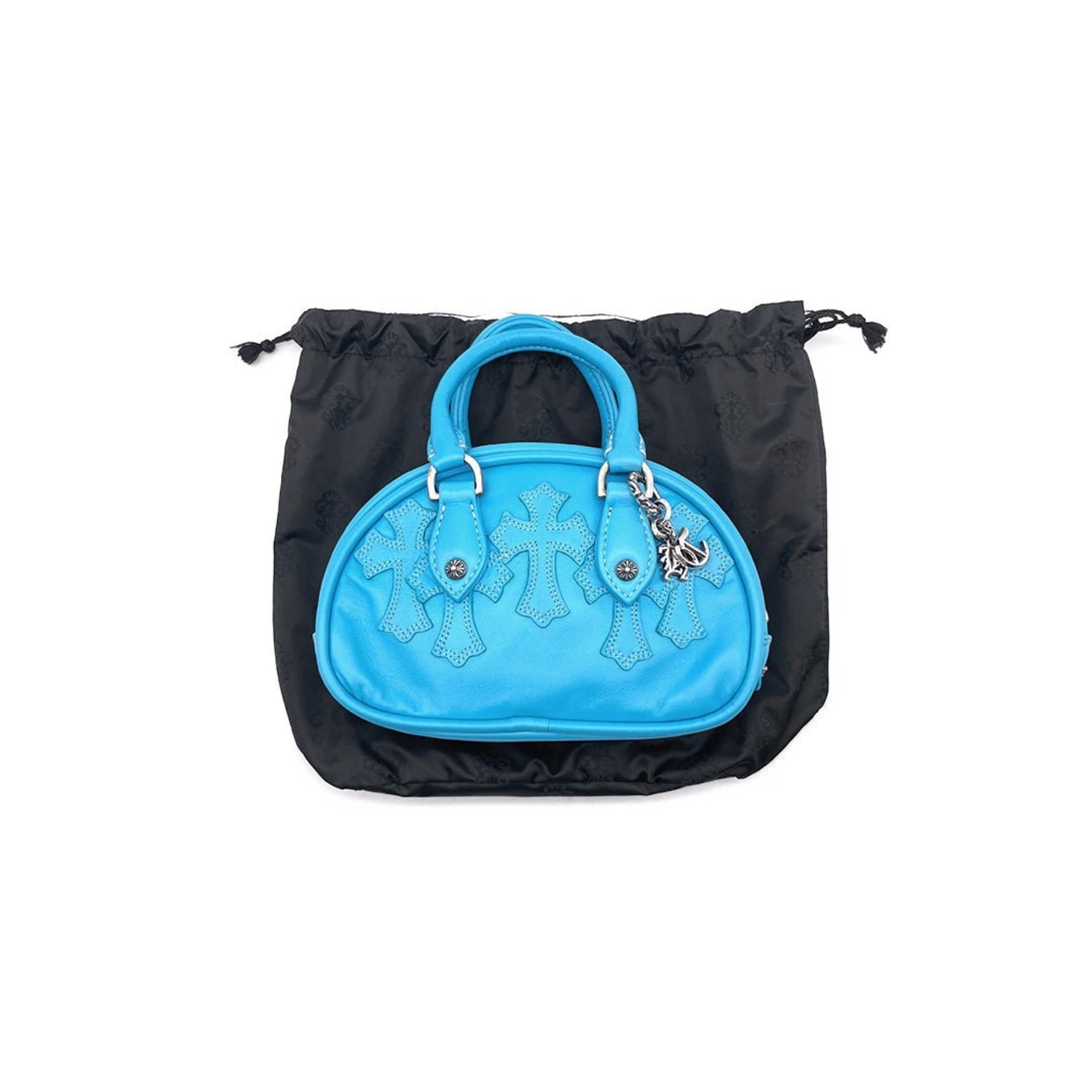 Chrome Hearts Blue Leather Cross Patch Mini Gym Bag - SRM
