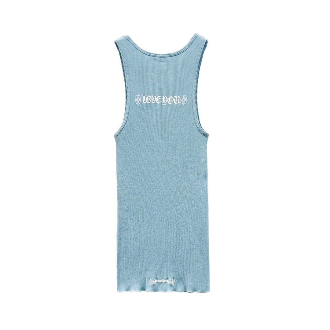 Chrome Hearts Blue LOVE YOU Rib Tank Top