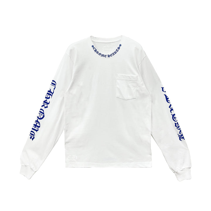 Chrome Hearts Blue Neck Logo Long Sleeve T-Shirt Tee - SHENGLI ROAD MARKET
