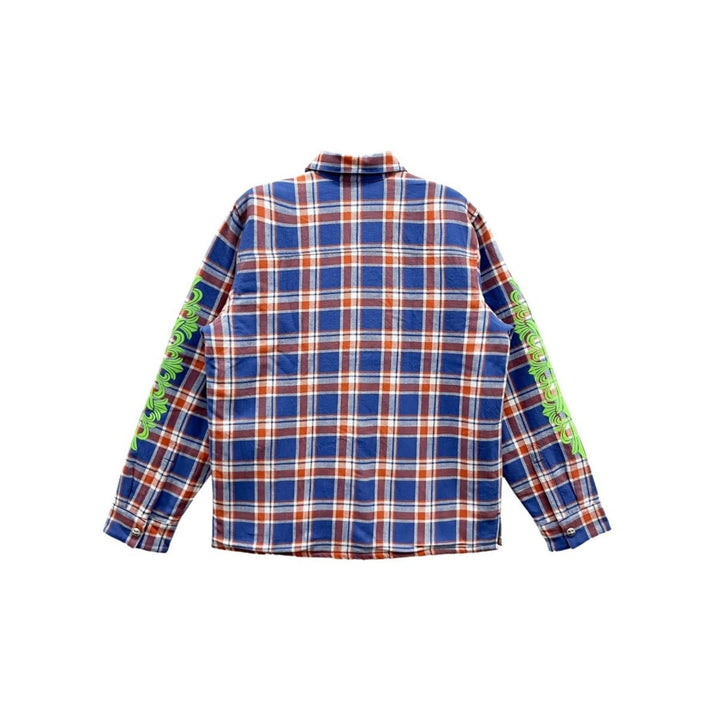 Chrome Hearts Blue & Red Plaid Cropped Cargo Flannel Shirt - SHENGLI ROAD MARKET