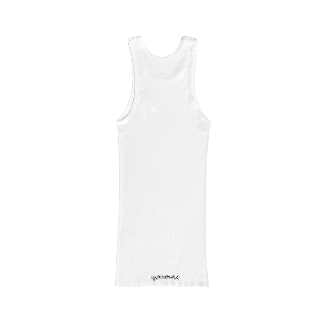 Chrome Hearts Blue Rhinestone Beaded BS Fleur Scroll Rib Tank Top - SHENGLI ROAD MARKET