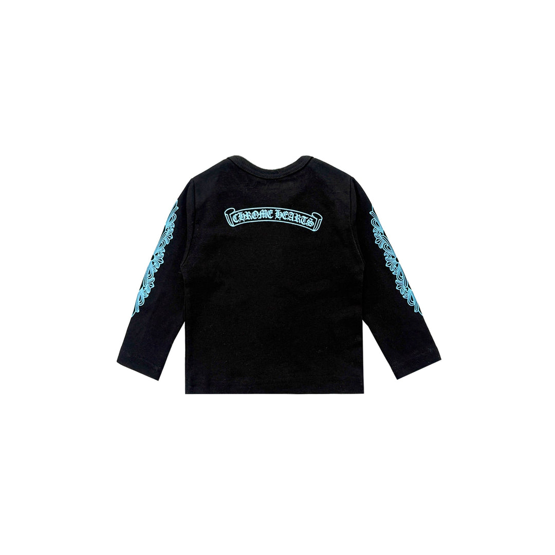 Chrome Hearts Blue Script Logo Long Sleeve T-Shirt For Kids - SHENGLI ROAD MARKET