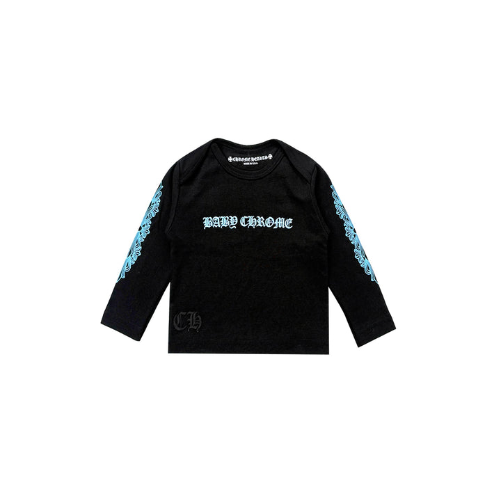 Chrome Hearts Blue Script Logo Long Sleeve T-Shirt For Kids - SHENGLI ROAD MARKET