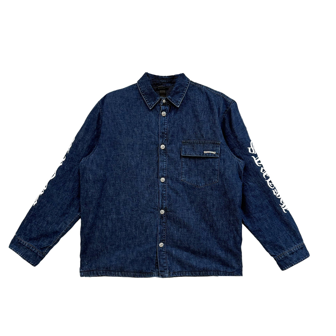 Chrome Hearts Blue Script Padded Denim Jacket - SHENGLI ROAD MARKET